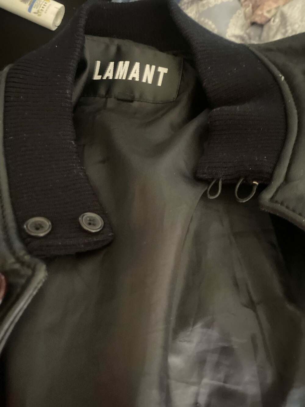 Lamant Vintage Black Pebbled Leather Button-Up Jacket